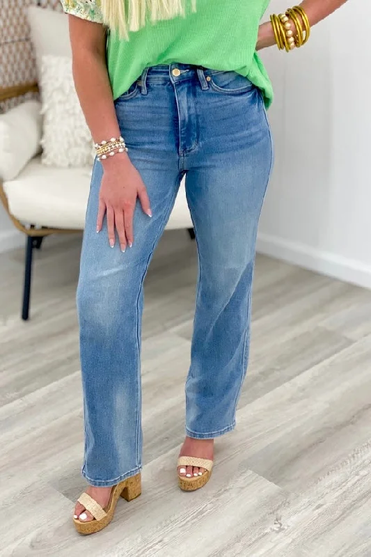 High Waist Tummy Control Straight Leg Jeans