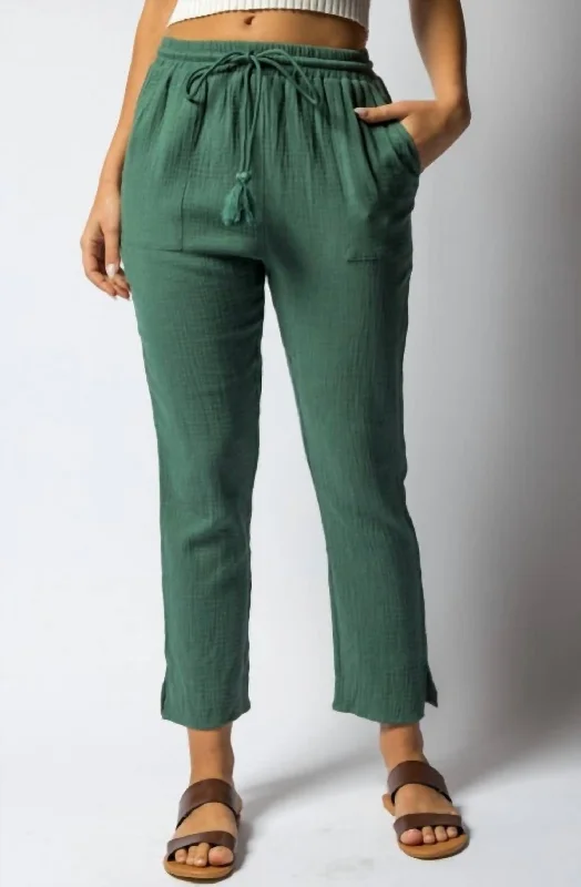 Moss Cotton Pants In Dark Green