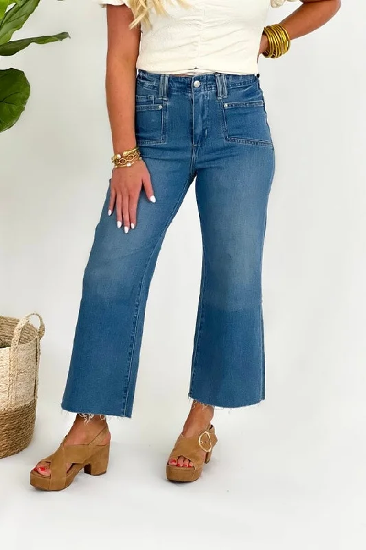 Denim Cropped Straight Leg Jeans