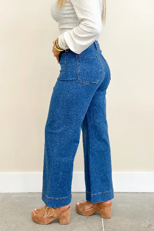 Denim Straight Leg Pocket Pants