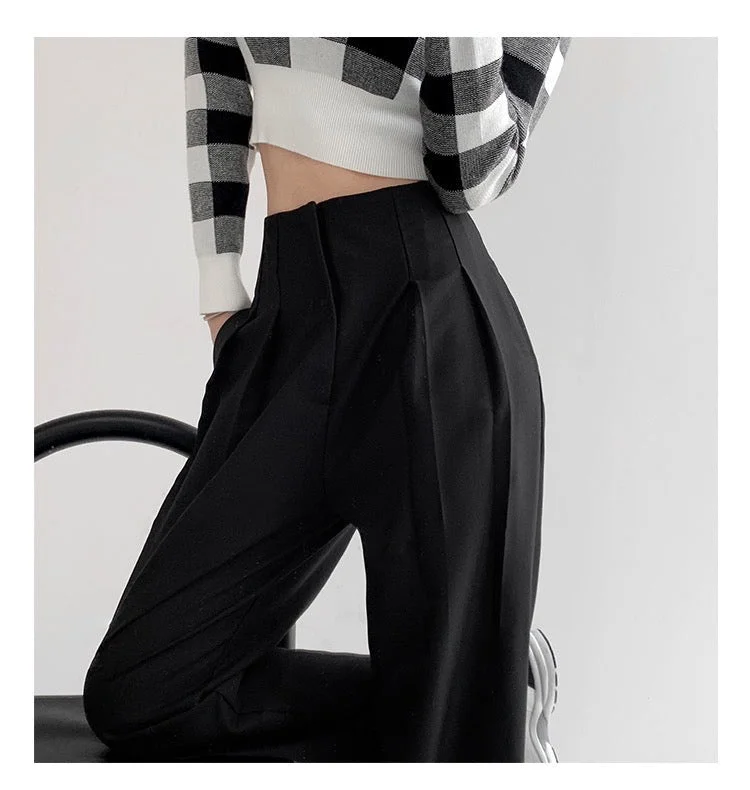 Pleated Detail High Waist Pants