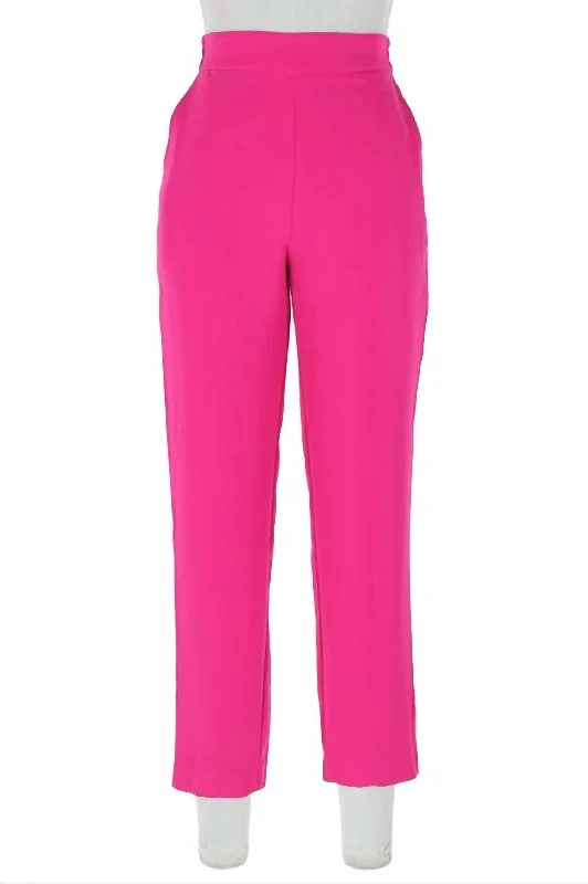 Recycled Poly Tapred Pants With Waist Band In Pink