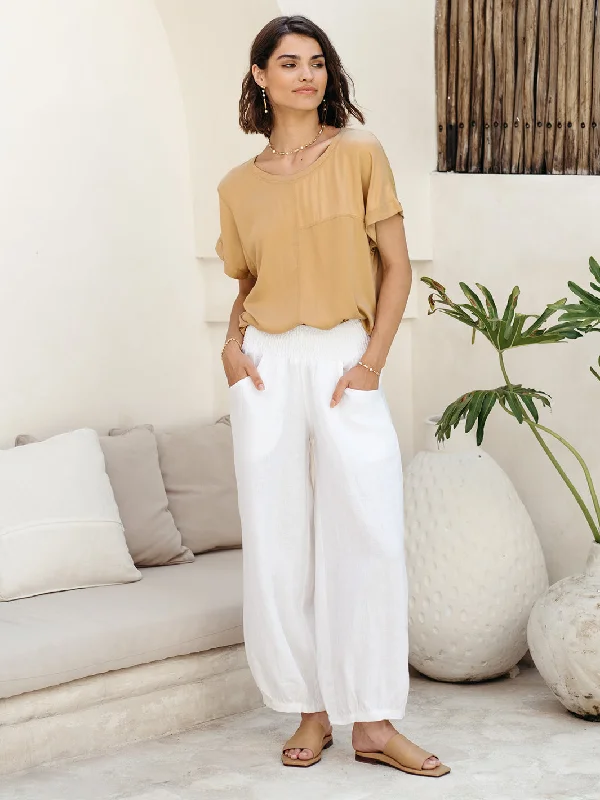 Sadhu French Linen Pants White