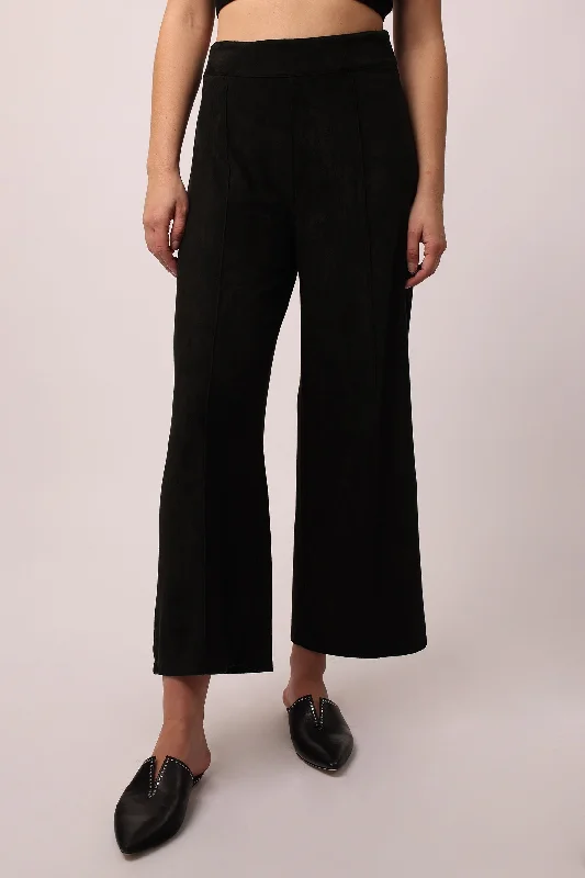 Suede Pintuck Seam Capri Pant