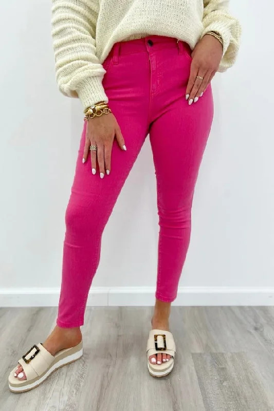 Raspberry Mid Rise Crop Skinny