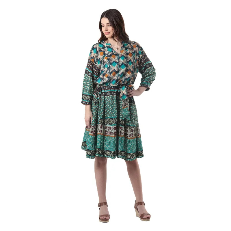 Novica Handmade Blast From The Past Embroidered Viscose A-Line Dress