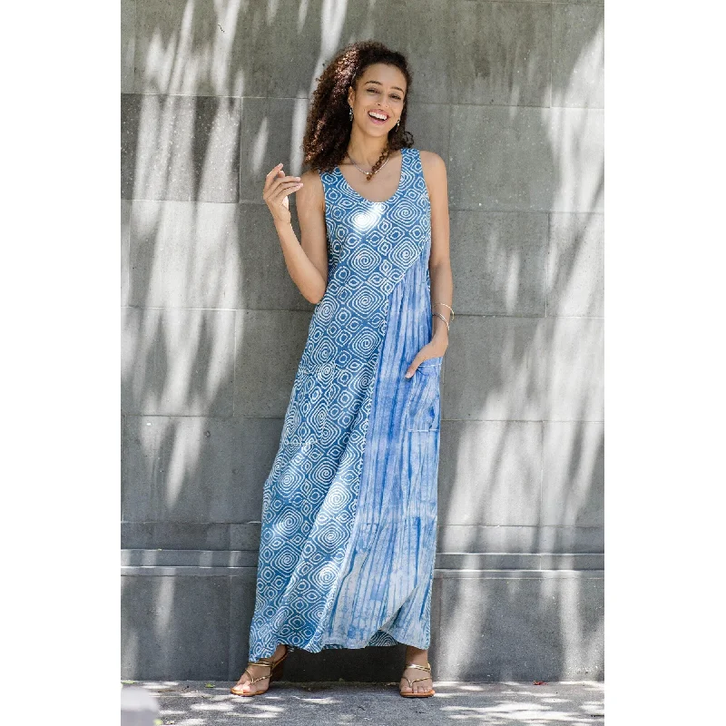 Novica Handmade Clouds And Waves Batik Cotton Sundress