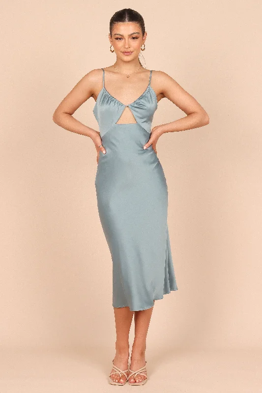 Poppy Cut Out Midi Dress - Blue