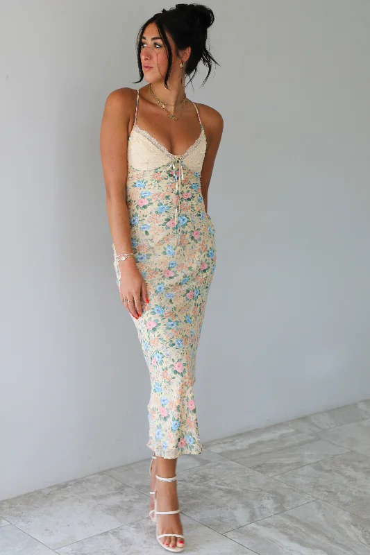 RESTOCK: See You Later Maxi Dress: Cream/Multi