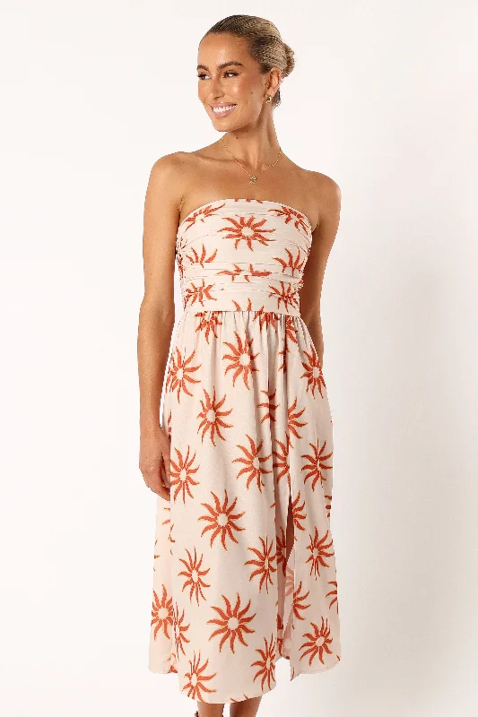 Ryder Strapless Midi Dress - Soleil