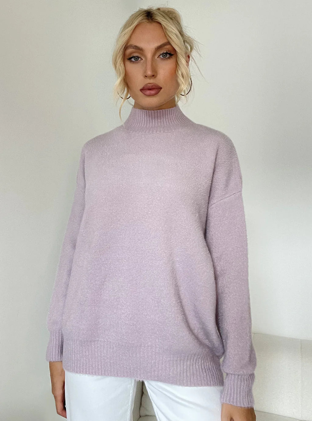 FASHION SOLID COLOR LOOSE CASUAL SWEATER