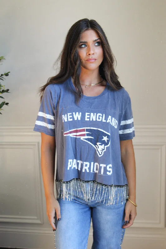 Patriots Rhinestone Fringe Tee