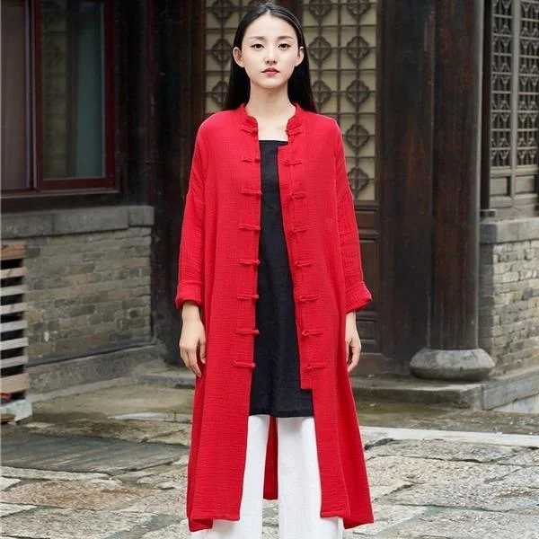 2020 Autumn New Cotton Linen Long Sleeve Quality Loose Women Coat