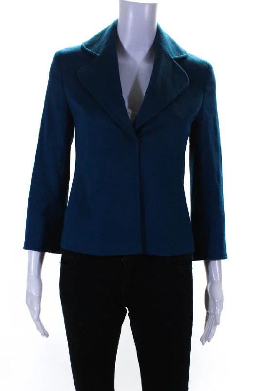 Akris Punto Women's Snap Front Wool Blend Short Jacket Blue