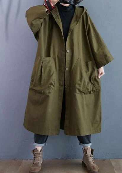 Plus Size Hooded Casual Loose Long Autumn Spring Trench Coat