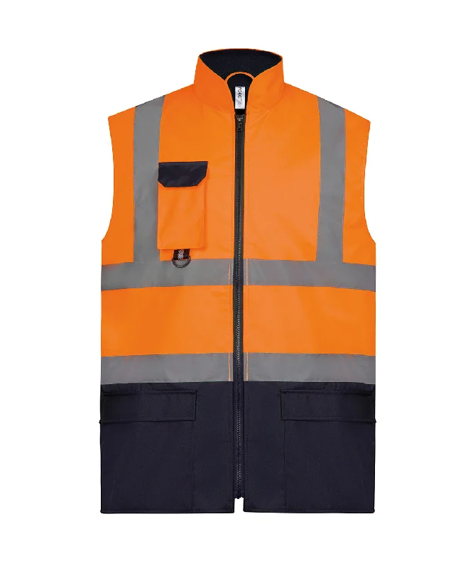 Orange/Navy - Hi-vis padded bodywarmer (HV005)