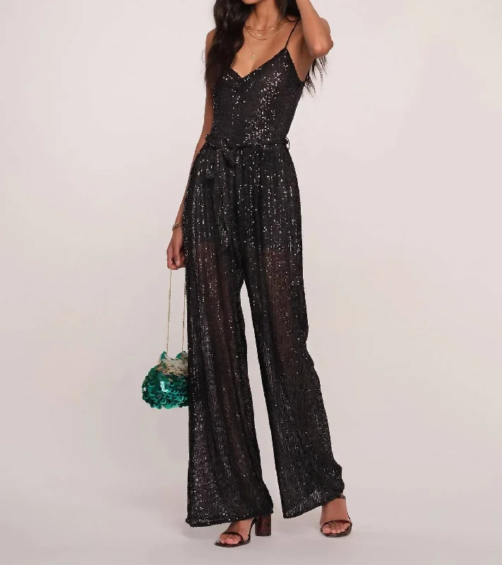 Emet Sequin Jumpsuit In Black