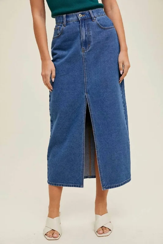 For Days Denim Midi Skirt In Dark Wash