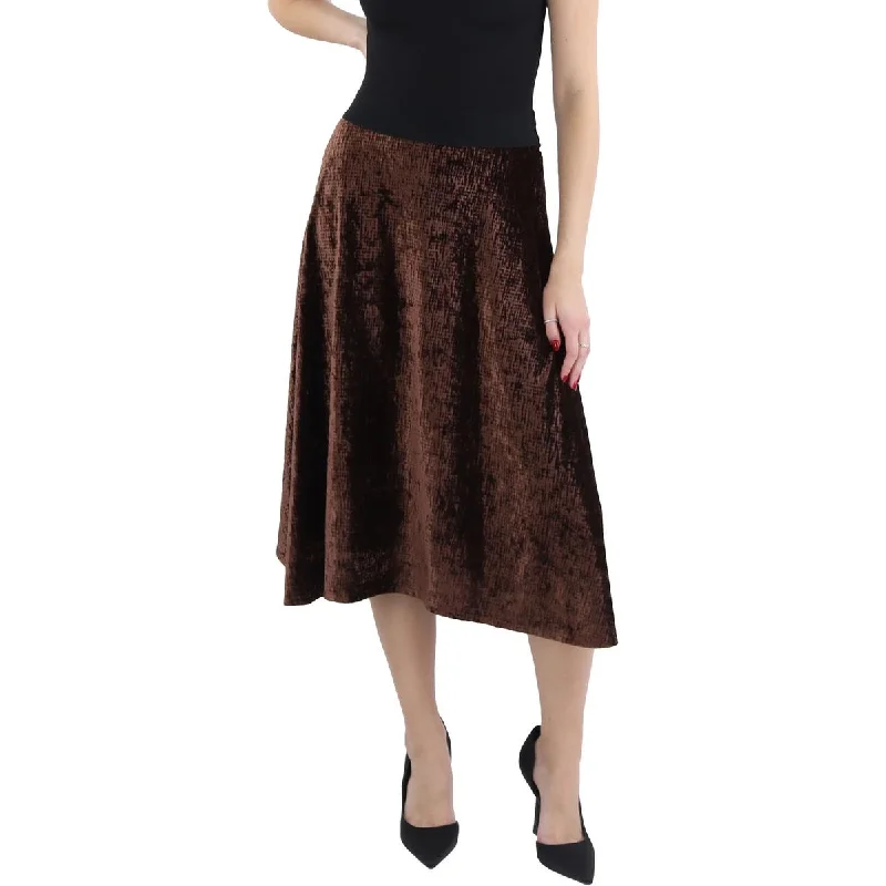 Petites Womens Velvet Long Maxi Skirt