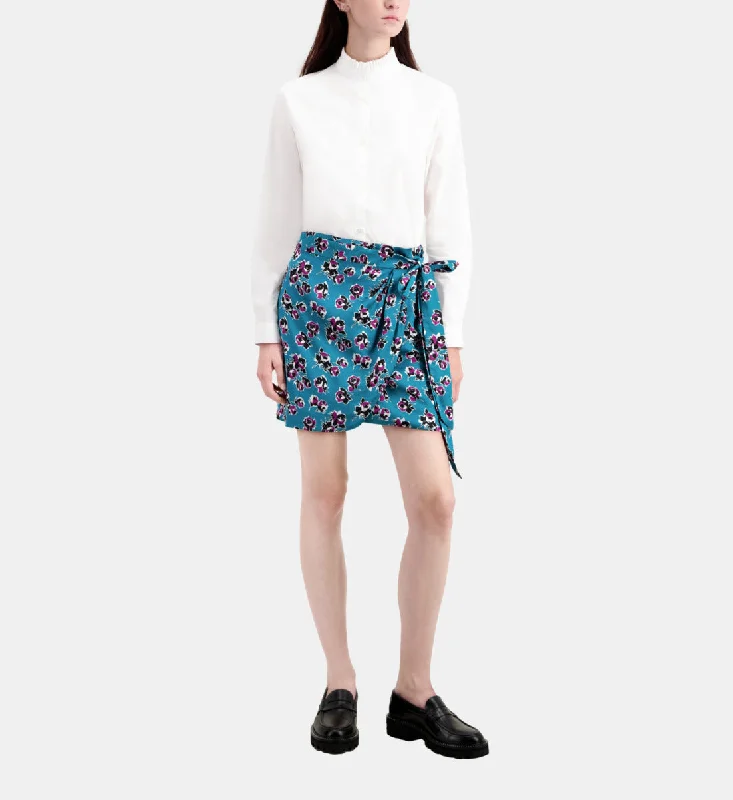 Short Printed Wrap Skirt