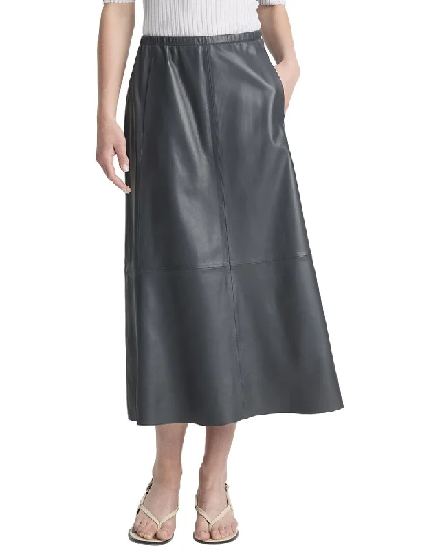 Vince Mid-Rise Leather Gathered Skirt