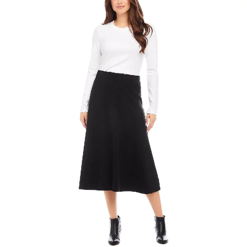 Womens Faux Suede Midi Midi Skirt