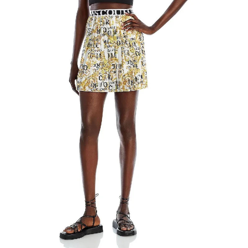 Womens Logo Printed Pleated Skirt