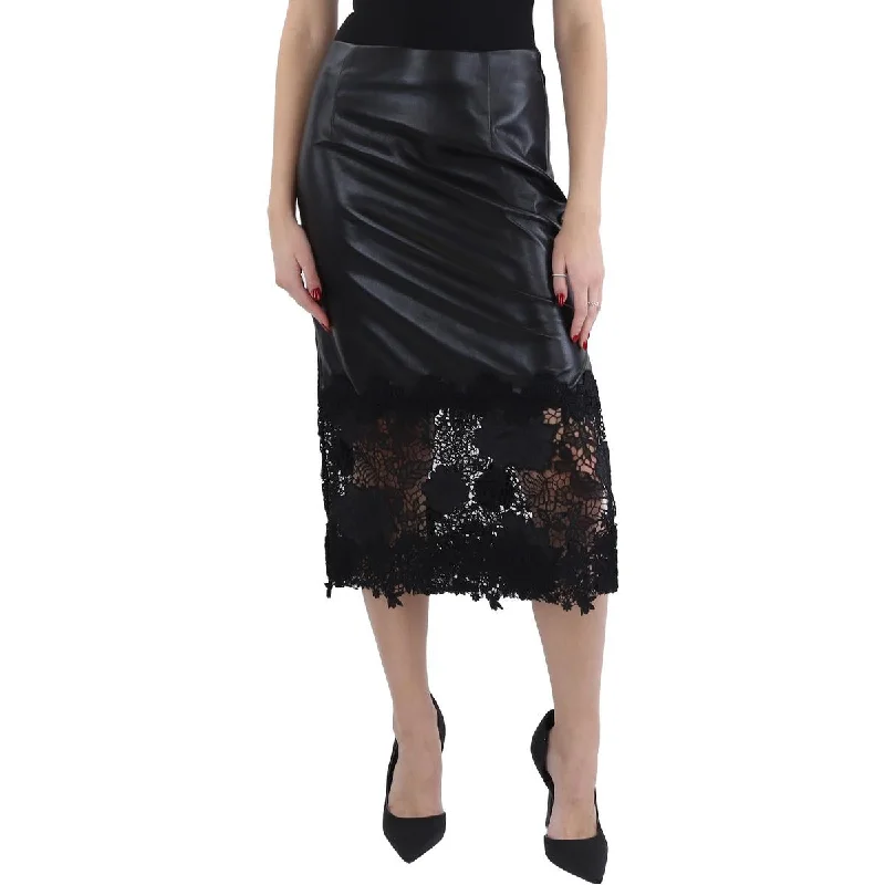 Womens Midi Lace Pencil Skirt