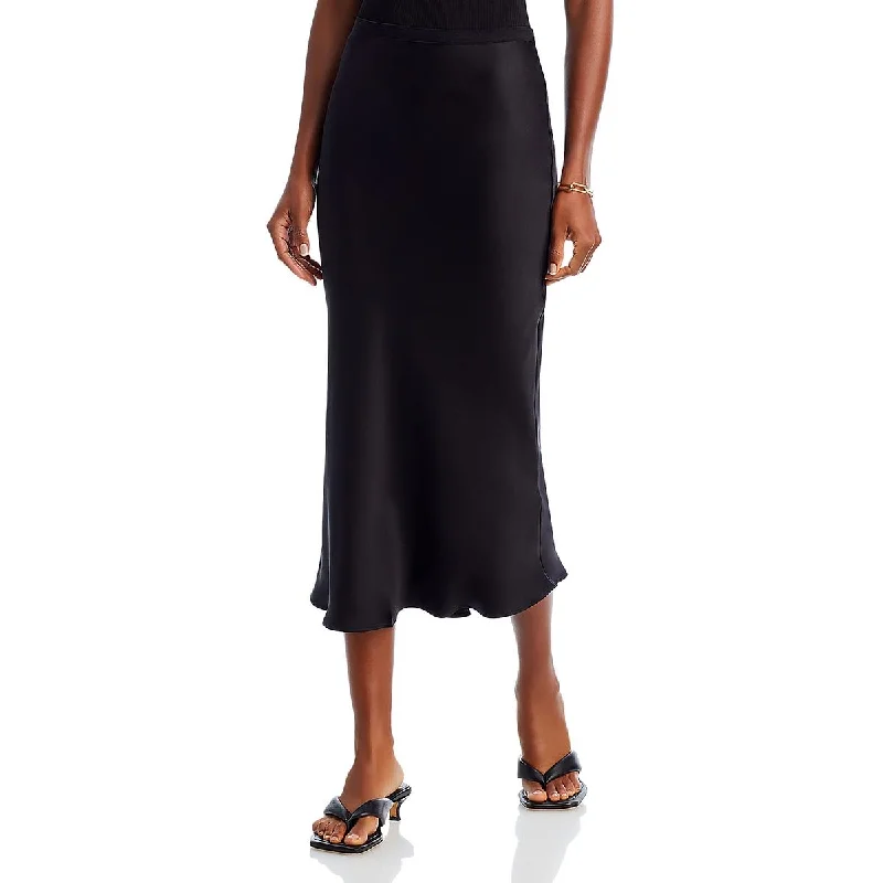 Womens Silk Below Knee Midi Skirt