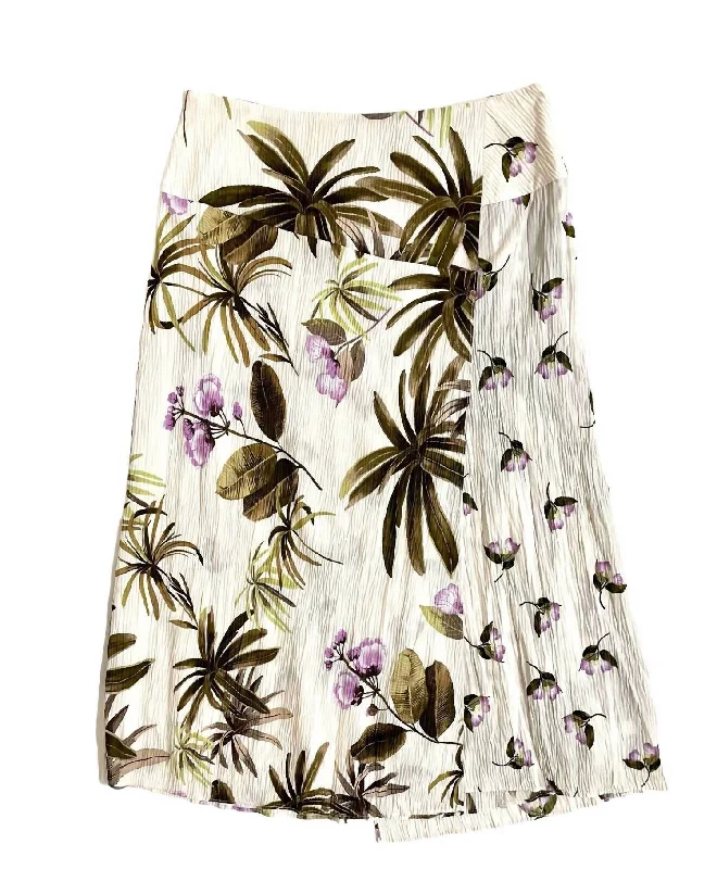 Women's Tropical Garden Flower Palm Trees Midi Skirt In Multicolor