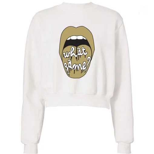 Black & Gold What Game Lips Cropped Sweatshirt