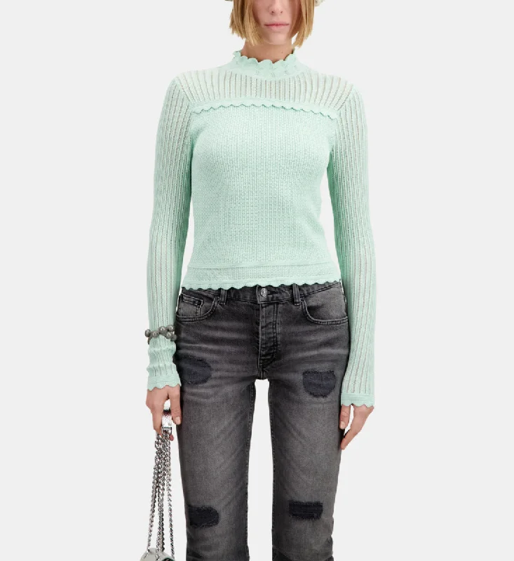 Cropped Sweater In Openwork Knit