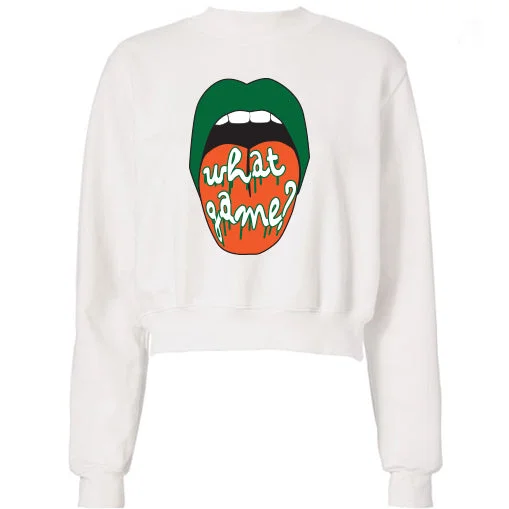 Green & Orange What Game Lips Cropped Sweatshirt