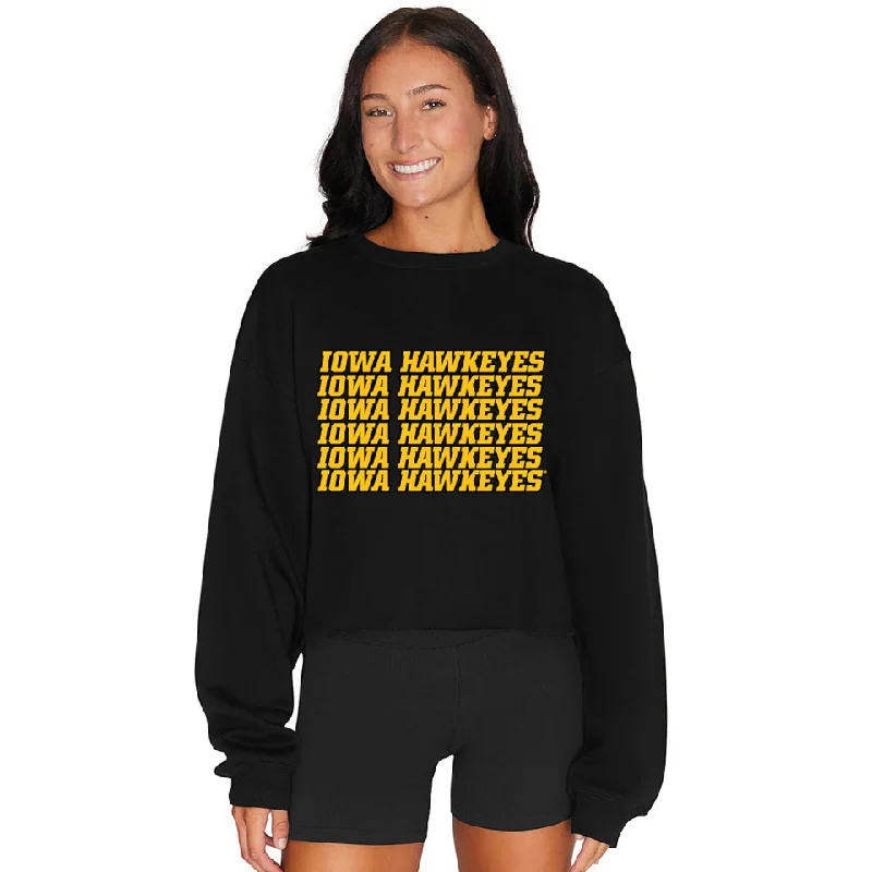 Iowa Hawkeyes Black Repeat Crewneck