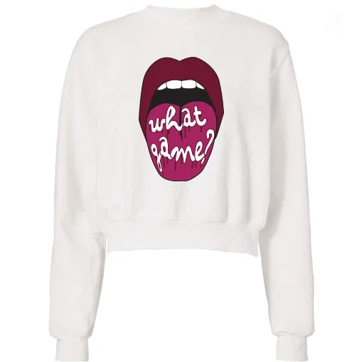 Maroon What Game Lips Cropped Sweatshirt