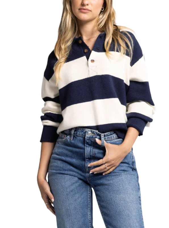 Rugby Sweater In Ivory/navy