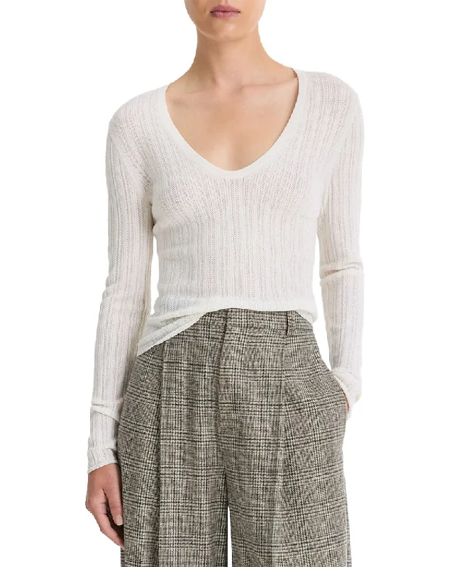 Vince Pointelle Stitch Wool-Blend Pullover